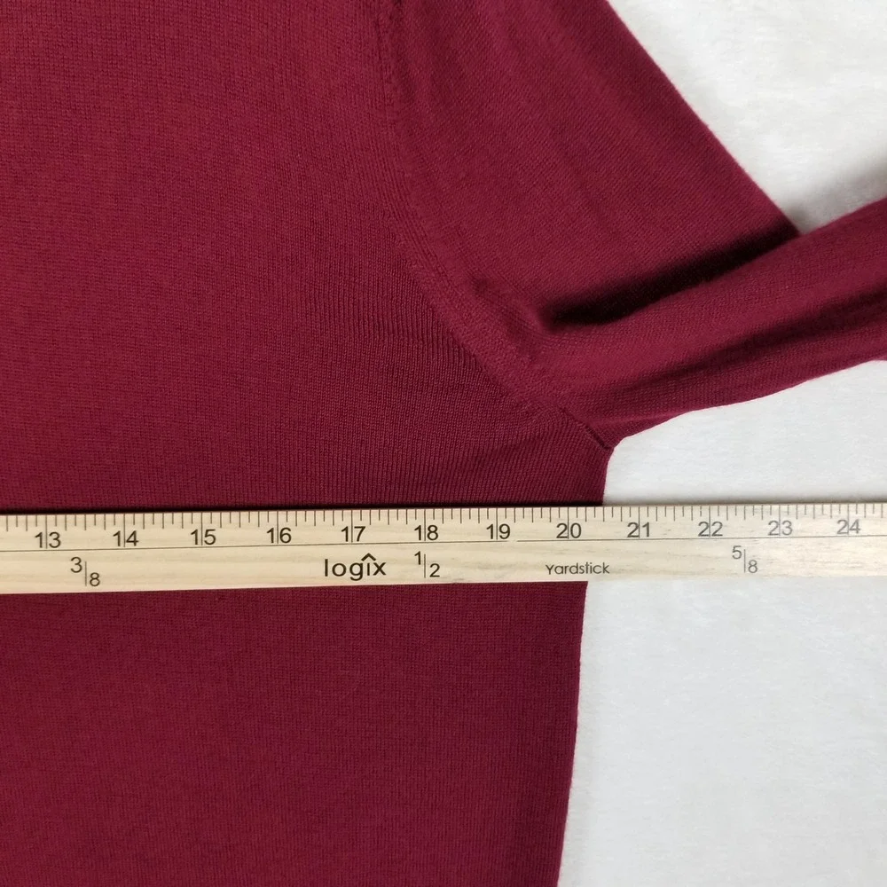 Brooks Brothers Quarter Zip Sweater Mens M Burgundy Merino Wool Striped Collar
